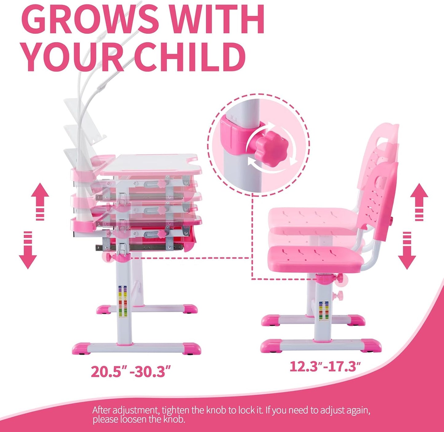 Children's adjustable desk and chair