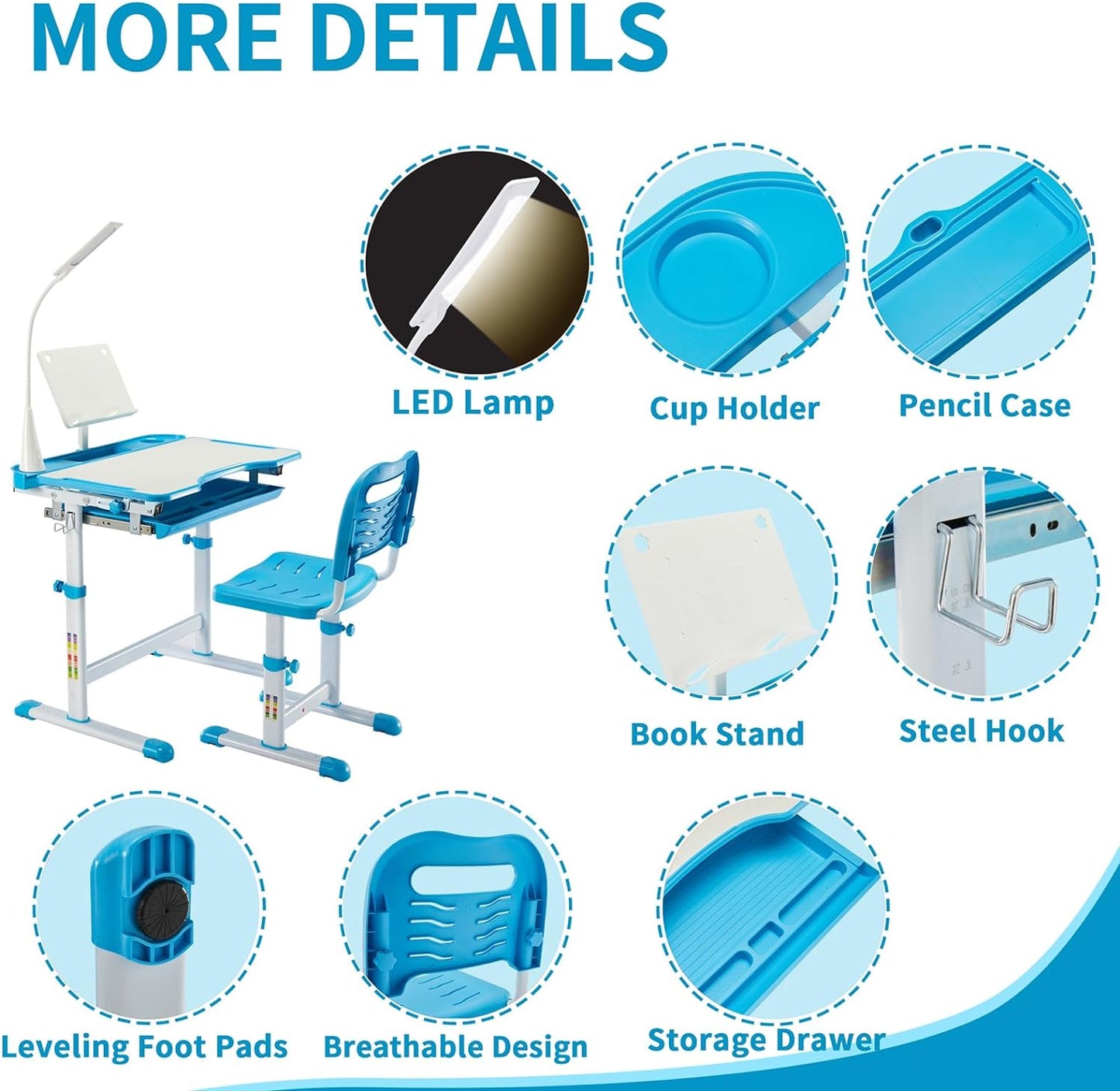 Children's adjustable desk and chair