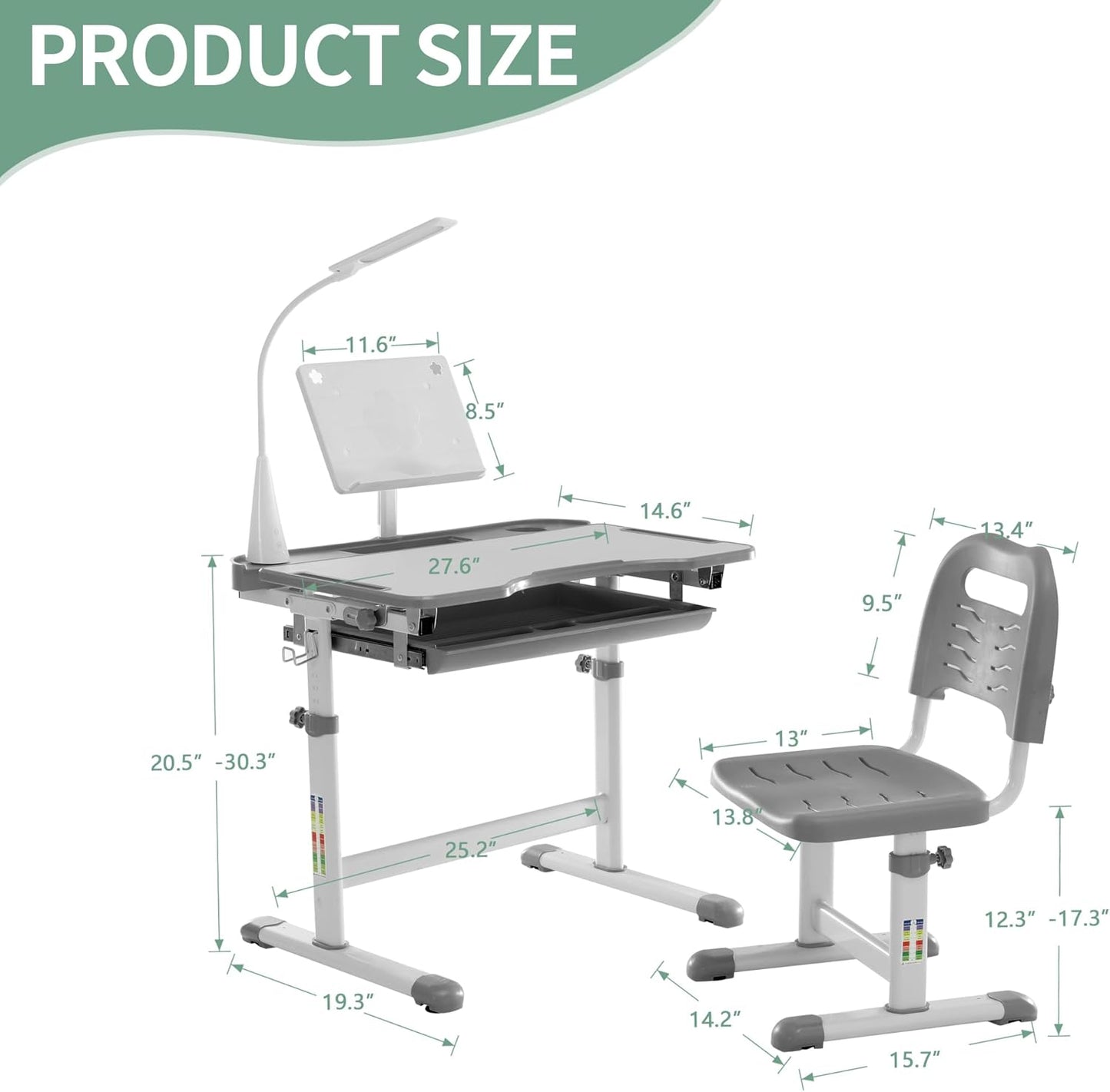 Children's adjustable desk and chair