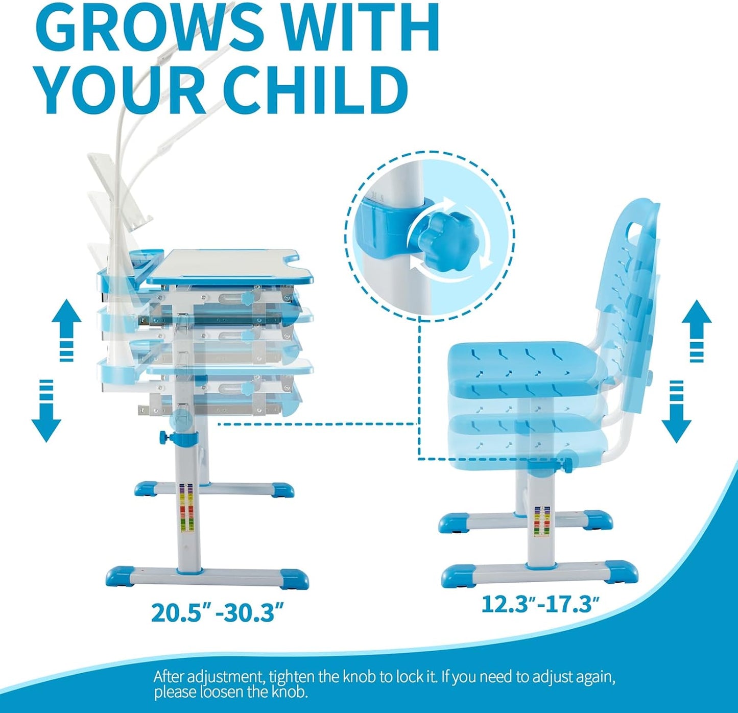 Children's adjustable desk and chair
