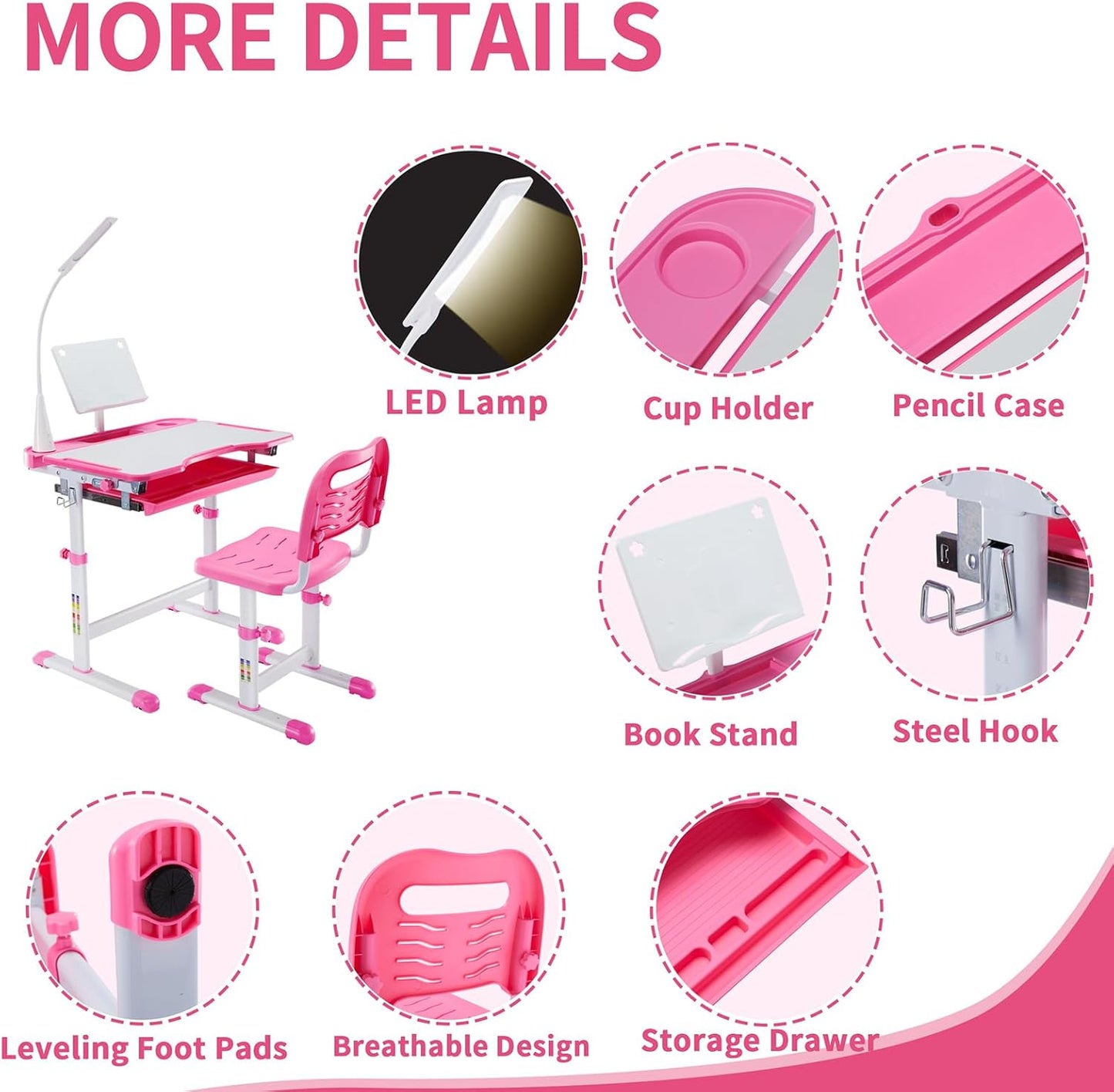 Children's adjustable desk and chair