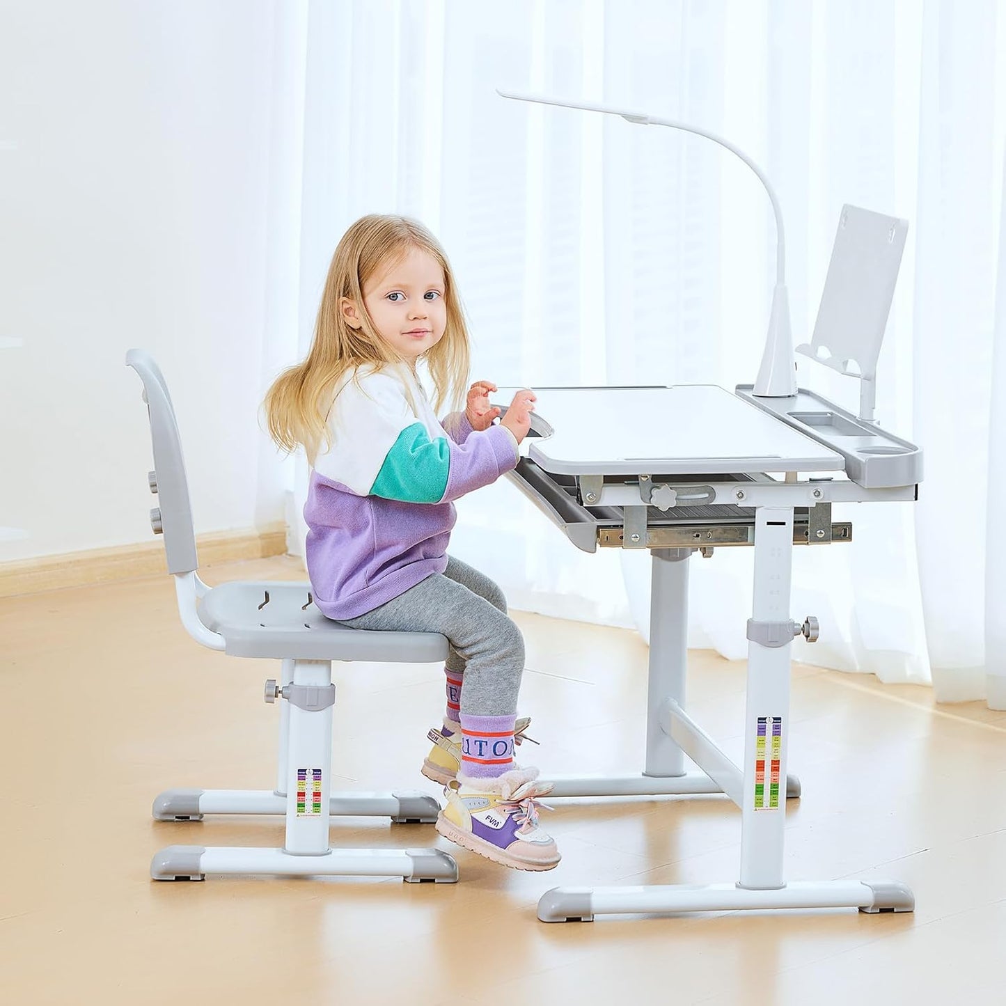 Children's adjustable desk and chair