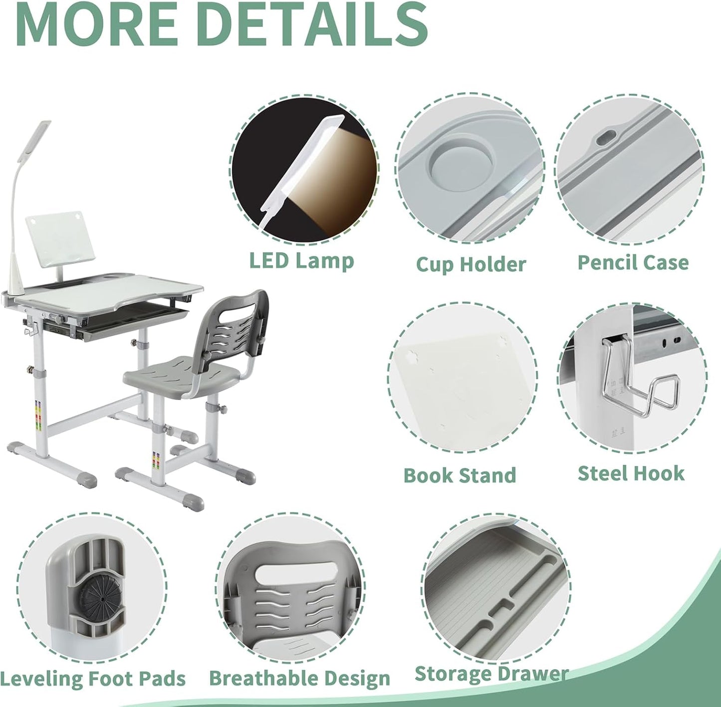 Children's adjustable desk and chair